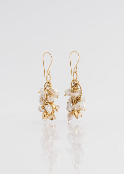 Cosmos Pearl & Moonstone 14k Gold Vermeil Earrings