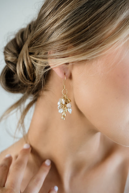 Cosmos Pearl & Moonstone 14k Gold Vermeil Earrings