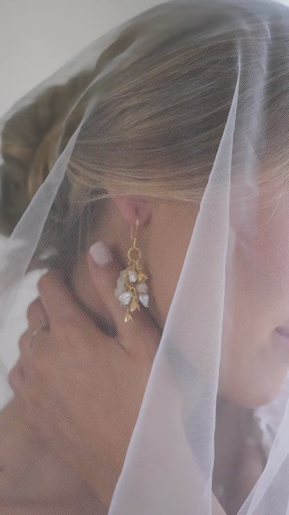 Cosmos Pearl & Moonstone 14k Gold Vermeil Earrings