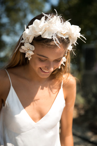 Aurora Silk Petal & Feather Headpiece
